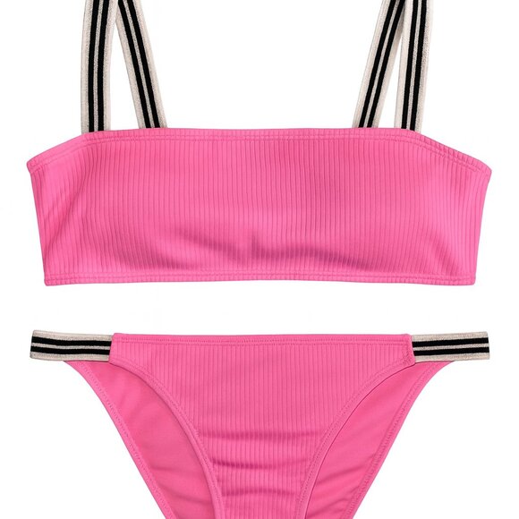 Xhilaration Pink Ribbed Two-Piece Bikini Set Top Medium Bottoms Small-A169 - Picture 1 of 7